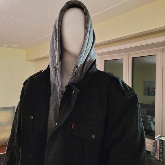 NWT Levi's Men's Washed Cotton Military Jacket with Removable Hood, 4XL - Picture 3 of 13